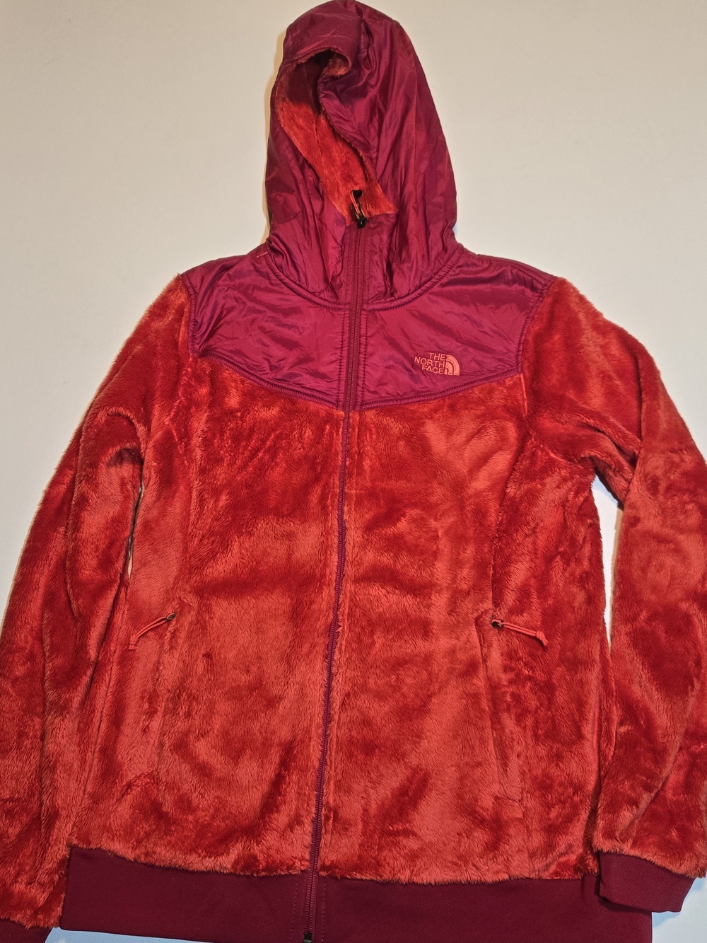 The North Face Magenta and Red Plush Fleece Jacket